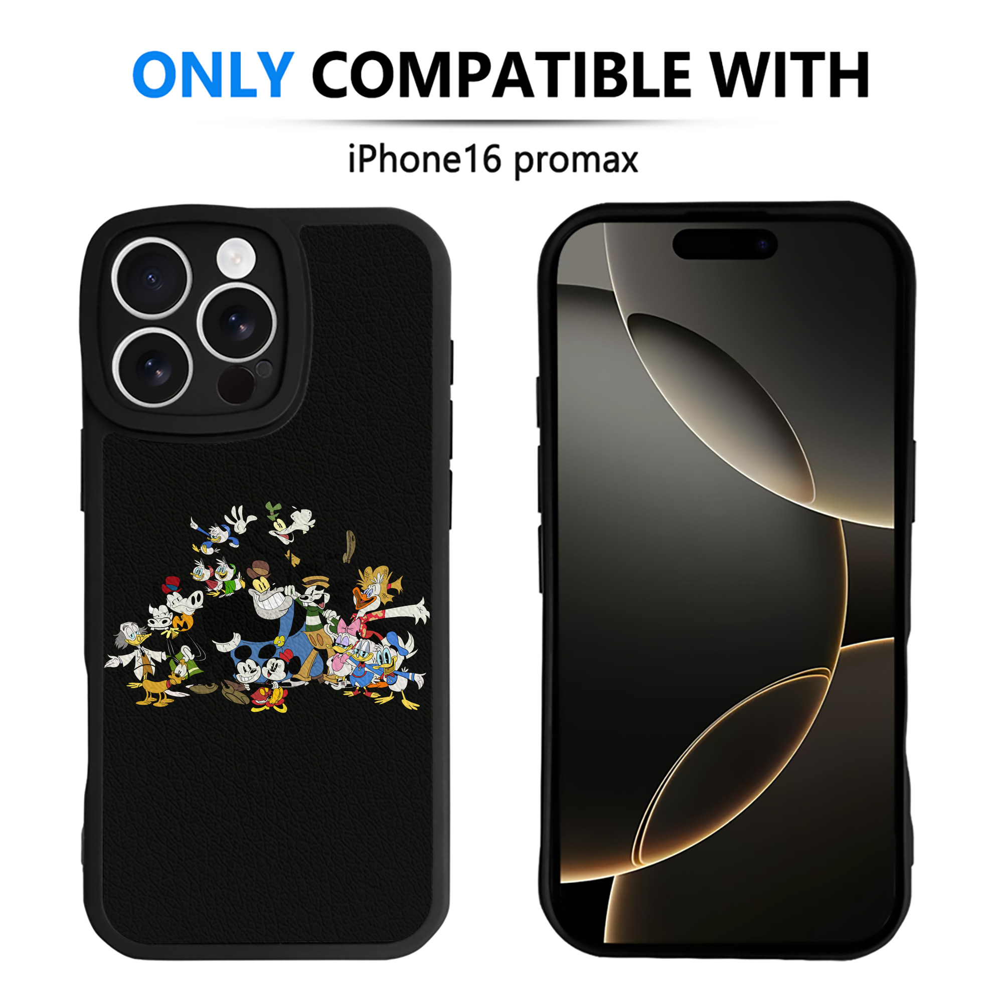 （画像用） ミッキーマウス Mickey Mouse 【iPhone 16シリーズ対応】シリコンスマホケース（レザー調） 材質：シリコン